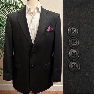 KILBURNE FINCH MENS BLAZER SIZE 40L LONG SPORT COAT GRAY POLY BLEND SUIT JACKET
